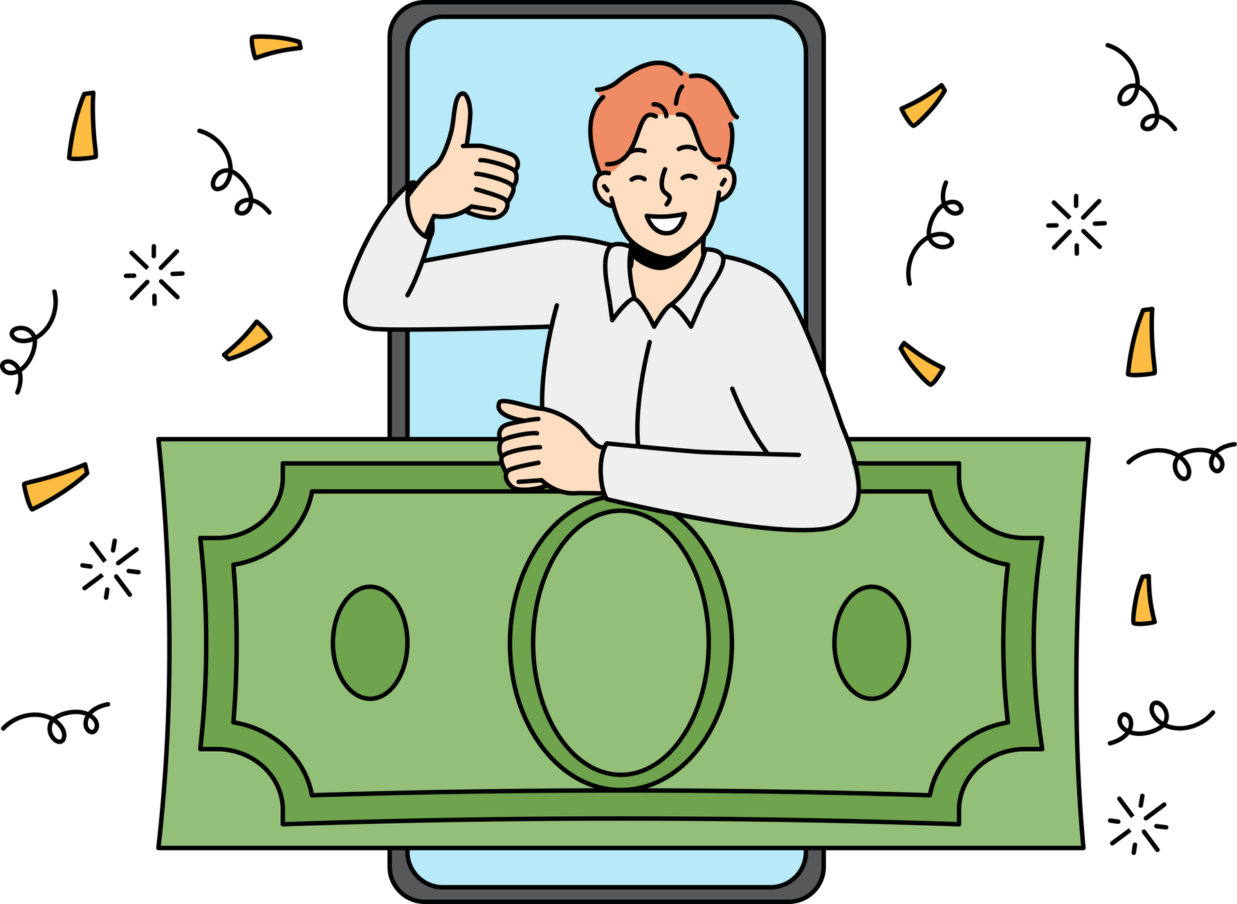 Excited man happy with online win